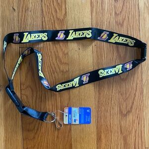 Los Angeles Lakers Lanyard NWT New Black Detachable Basketball Hoops Necklace